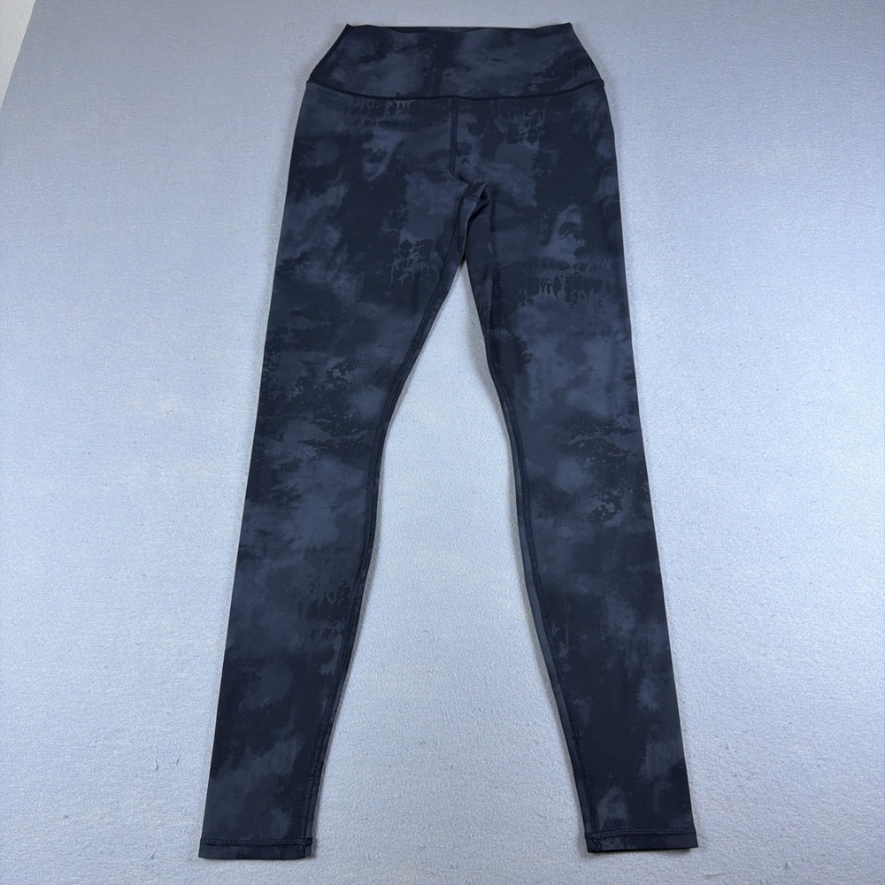 Alo Yoga Leggings Womens Small Black Gray Tie Dye High Waisted Gym Workout